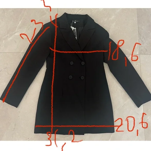 Black Double-Breasted Women's BLAZER Dress/sheer pleated midi Skirt size L NWT - Picture 14 of 16